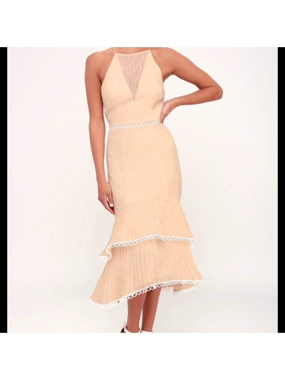 Keepsake tiered ruffled midi dress EUC size M